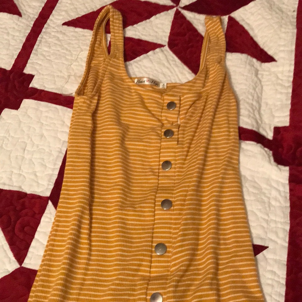 Yellow stripped above the knee dress